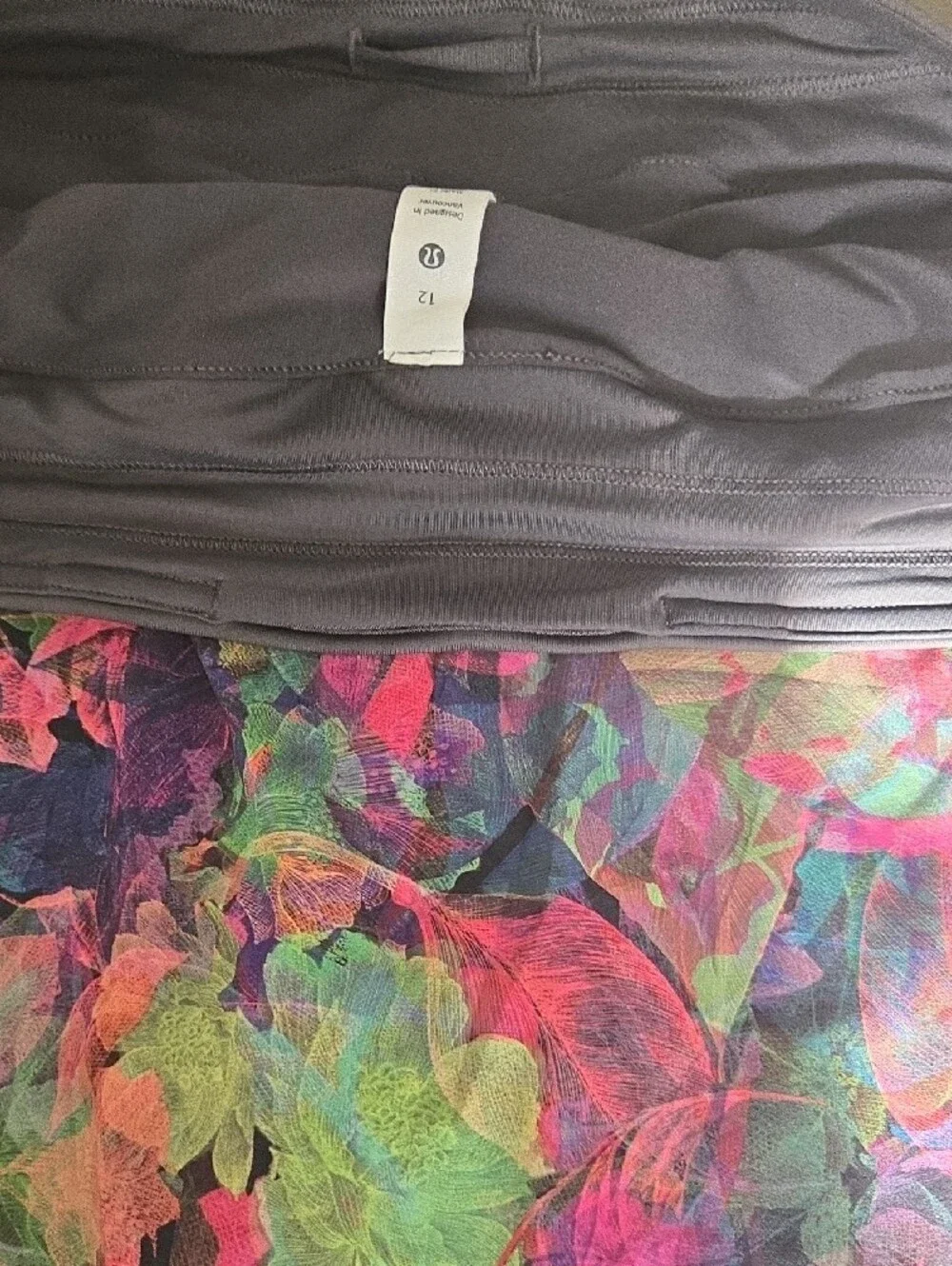 lululemon athletica Neon Floral Pleated Mini Skirt with Gray Waistband